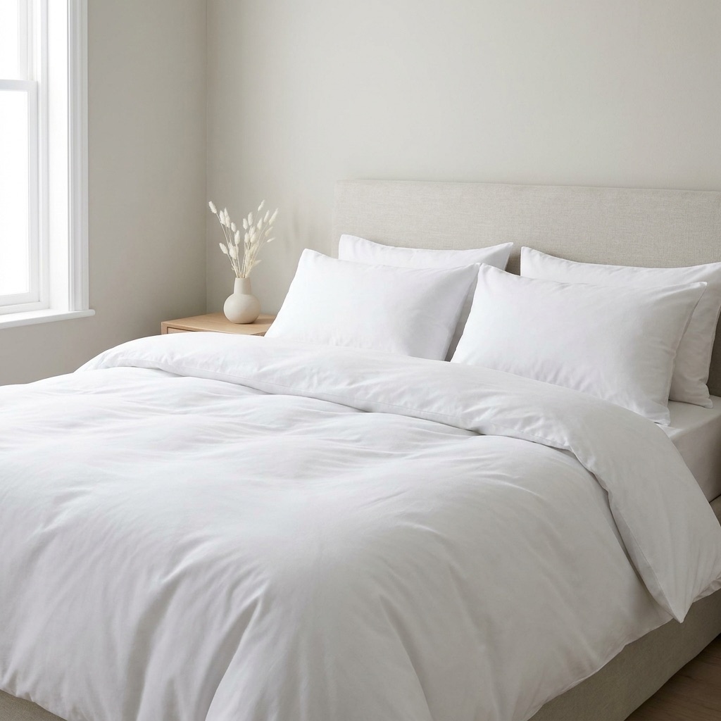 Folded white comforter