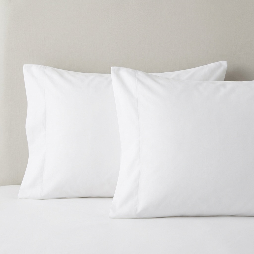 White cotton pillow covers on white pillows